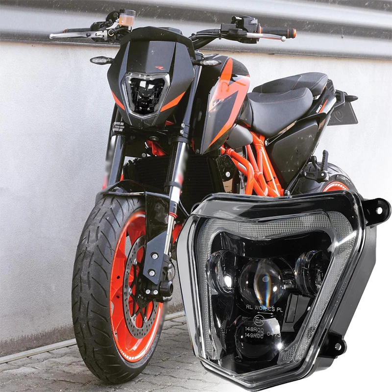 E24 Genehmigt LED Scheinwerfer DRL für KTM duke 690 690R 2012-2019 Headlight PNP - Bild 1 von 4