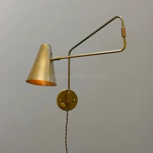 50er Jahre Vintage Messing Schwenkarm Wandleuchter | Mid Century Modern verstellbar Wand - Bild 1 von 9