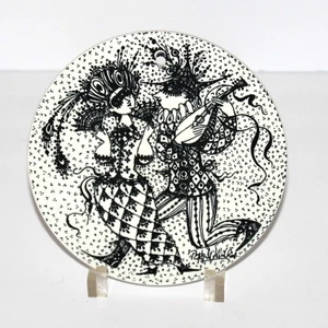 Bjorn Wiinblad Nymolle Denmark February Masquerade Plaque ceramic carnival - Imagen 1 de 9