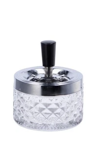 Regalo Italiano Posacenere De Resorte De Vidrio Y Metal D 9,5 Cm H - Imagen 1 de 2
