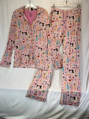 Nick & Nora Women’s Sewing Theme Knit Pajama Set Size Small Long Sleeve - Image 1 of 4
