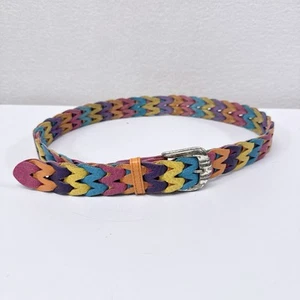 Womens Belt Woven Multicolor Retro Funky Festival Hippie 70s 80s Disco - Picture 1 of 3