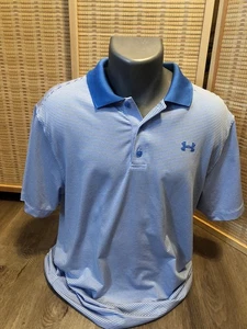 Under Armour Golf SS Polo Uomo Sciolta Blu a Righe Grande L (H570) - Foto 1 di 11