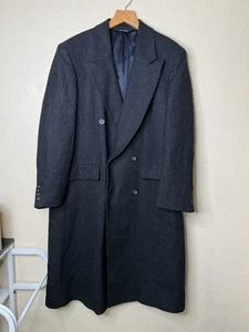 Vintage Christian Dior Monsieur Mens XL Black Gray Wool Overcoat Made In USA - Picture 1 of 8