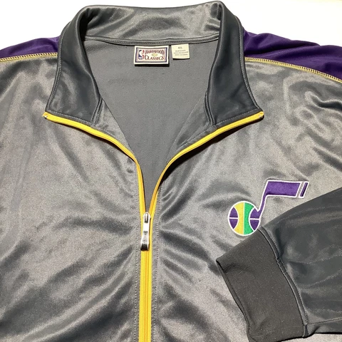 Utah Jazz Hardwood Classics Mens Long Sleeve Full Zip Track Jacket Grey 4XL Cover