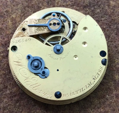 Vintage 1876 Waltham WM Ellery Model 1874-10 Pocket Watch Movement Parts 10s 7j - Image 1 of 3