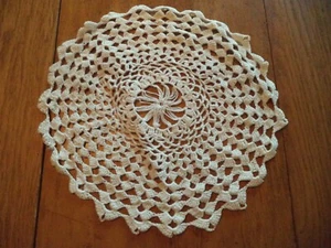 antique vintage 10" Round Table Cloth SCARF Embroidered or CROCHETED - Picture 1 of 7