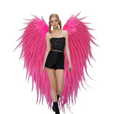 Handmade extra long pink foam archangel wings for wedding photography - Image 1 of 4