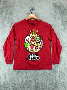 Kids Shirts Tee Small Supper Mario Red Logo Graphic Logo Long Sleeve Crew - Picture 1 of 7