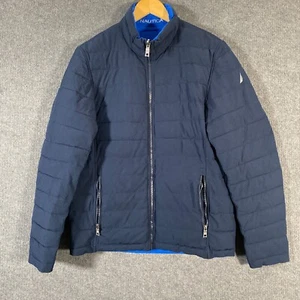 Nautica Jacket Mens S Blue Puffer Reversible Nautical Vintage 90s Yatching Adult - Picture 1 of 13