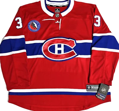 LG PATRICK ROY MONTREAL CANADIENSES CON PARCHE SALÓN DE LA FAMA FANÁTICOS CAMISETA DE HOCKEY Foto 1 de 4