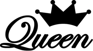 Queen Script Style B Text Crown Vinyl Sticker Decal JDM Drift Choose Size&Color - Picture 1 of 2