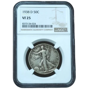 1938-D Walking Liberty Half Dollar VF25 NGC - Key Date - Picture 1 of 3