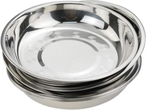 7.64 Inch Stainless Steel round Plate, Dinner Plate Dish, Pack of 6 - Picture 1 of 7
