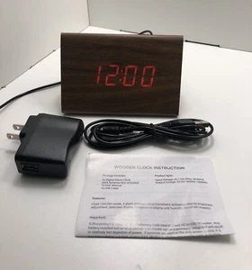 GEARONIC TM Modern Triangle Wood Wooden Alarm Digital Desk Clock Thermometer - Picture 1 of 11