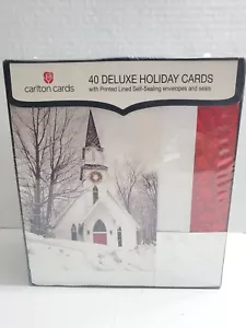 Carlton Cards - 40 Deluxe Religious Christmas Holiday Cards Boxed w/Stickers-NEW - Picture 1 of 3