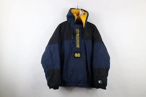 Vtg 90s Starter Mens XL Distressed University of Michigan Pullover Puffer Jacket - Picture 1 of 24