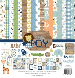 12" x 12" scrapbooking paperpad Echo Park Baby Boy 12 sheets - Picture 1 of 2