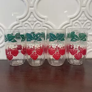 Set 4 bicchieri vetro metà secolo 50 swanky swigs rosso bianco verde fragole - Foto 1 di 5