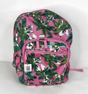 Mochila Vera Bradley Aligerar Campus Tropical Paradise Nylon Rosa Nueva con Etiquetas Foto 1 de 4