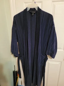 Herren Vintage Bill Blass dunkelblau/rot Baumwolle Frottee Morgenmantel Einheitsgröße - Bild 1 von 3