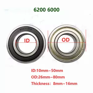6000 6200 Deep Groove Ball Bearing Roller Bearings Iron Sealing / Rubber Sealing - Imagen 1 de 10