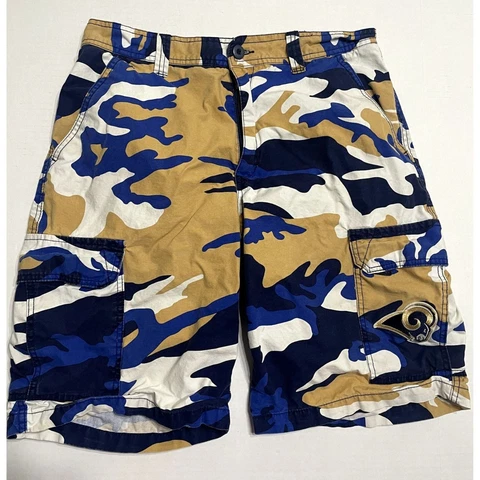 Los Angeles Rams Camo Cargo Shorts Mens 34 Blue Gold White Camouflage NFL Cover