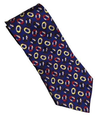 GAP Mens Neck Tie Boating Rings Life Savers Nautical 57 In Silk USA Blue Multi - Image 1 of 4