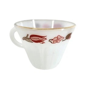 Termocrisa Teetasse Milchglas weiß mit roter Tulpe und Goldgilde 60er Jahre - Bild 1 von 5