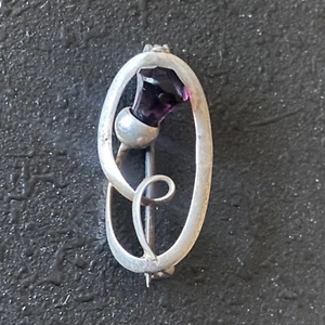Art Nouveau Charles Horner Solid Silver & Amethyst Brooch Pin Collectable - Picture 1 of 9