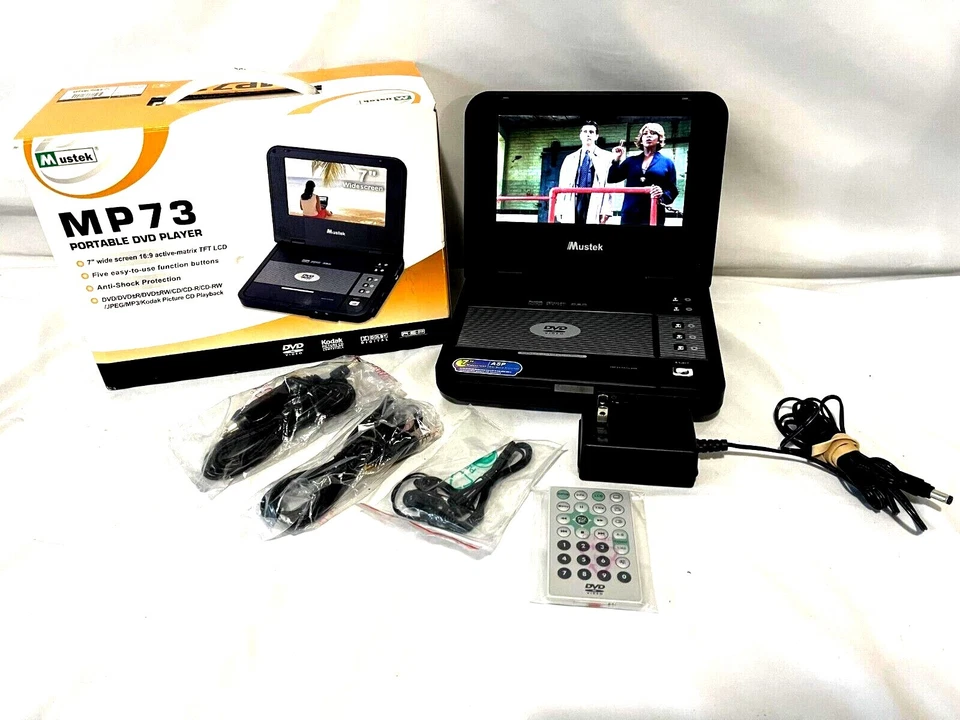 Mustek MP73 Portable DVD Player 7" Wide Screen - Image 1 of 4