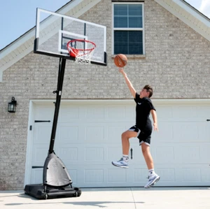 SPALDING 54" PORTABLE BASKETBALL System Adjustable Hoop Backboard Angled Pole - Picture 1 of 12