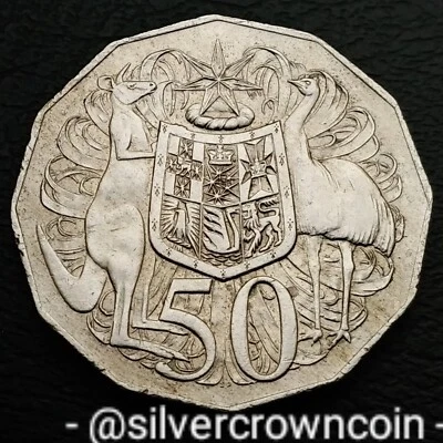 Australia 50 Cents 1971. KM#68. Half Dollar coin. Kangaroo & Emu. Coat Of Arms. - Image 1 of 4