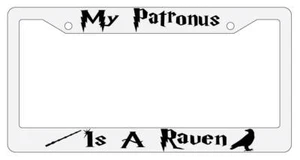 My Patronus is A Raven White Plastic License Plate Frame Auto Accessory - Picture 1 of 1