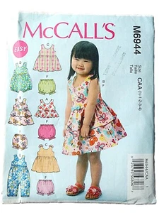 Baby Dress Romper Sewing Pattern Size 1/2-4 McCalls 6944 UNCUT - Picture 1 of 11