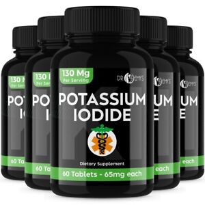 (5PK) - Potassium + Iodide Pills Tablets☆130 mg Supplement☆Survival Kit Fallout