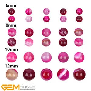 Natural Pink Banded Agate Round Stone Loose Big Hole 2mm Beads Jewelry Making 15 - Picture 1 of 37