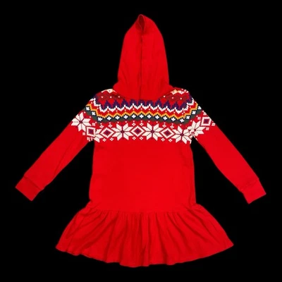 Suéter de Natal com capuz feminino POLO RALPH LAUREN Fair Isle Waffle Dress M (8-10) - Imagem 1 de 2