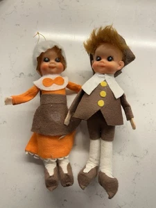 LEE WARDS Pilgrim Pixie Elf Posable Thanksgiving Figures 6.5" Vtg Japan - Picture 1 of 4