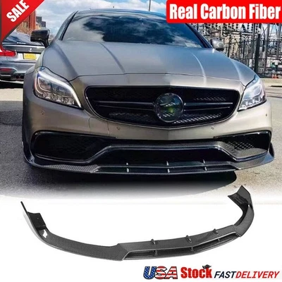 适用于梅赛德斯奔驰 W218 CLS63 S 2015 - 18 真碳前保险杠唇锅 — 第 1/4 张图片
