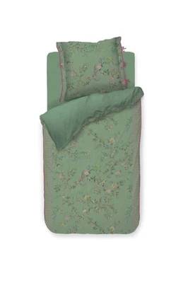 PIP Studio Perkal Bettwäsche 155x220 Bustani Green Blütenzweige grün Wende - Bild 1 von 4