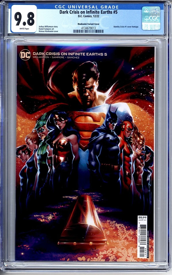 DARK CRISIS ON INFINITE EARTHS #5 CGC 9.8 IDENTITY CRISIS #1 HOMAGE VARIANT 2022 - Image 1 of 2