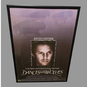 Póster publicitario de la película vintage firmado por Kevin Costner bailando con lobos 29 x 41 - Imagen 1 de 9