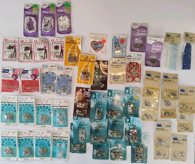 ENORME lote de 54 broches de presión de jengibre surtidos Dritz Scovill Clinton de colección años 70 Foto 1 de 4