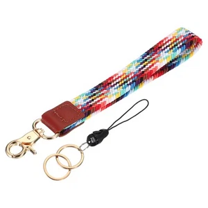 7.6" Keychain Wristlet, Key Chain Wristlet Bracelet with Double Rings Rainbow - Picture 1 of 5