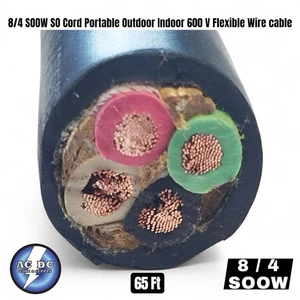 8/4 SOOW SO Cord 65 ft USA Portable Outdoor Indoor 600 V Flexible Wire cable - Picture 1 of 2