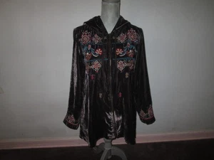 Giacca/top KYLA SEO X Athleta ricamato velluto marrone full zip con cappuccio taglia M - Foto 1 di 4