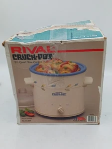 Vintage Rival Crock Pot Slow Cooker Flowers (Rare) Model 3100/2 3.5 Quart Tested - Picture 1 of 8