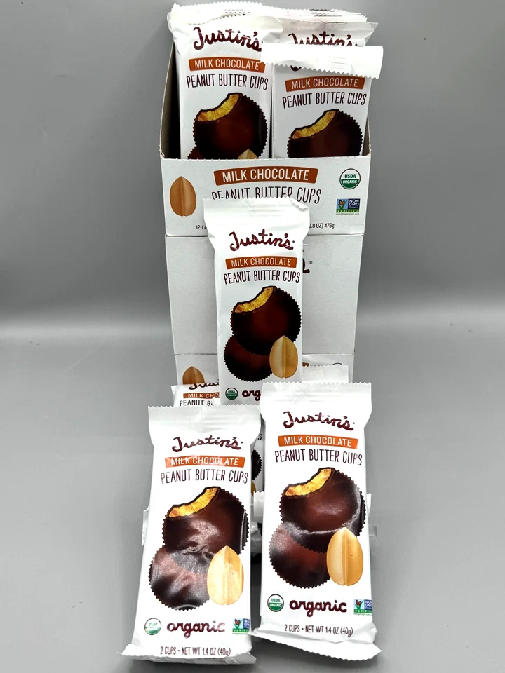 36 twin packs Justins Organic Peanut Butter Cups MILK Chocolate 1.4 Oz - Image 1 of 1
