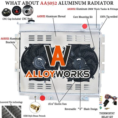 3 Row Radiator+Shroud Fan Fit 1983-96,1990 Ford F250 F350 F150 6.9L V8 7.3L AT Foto 1 de 4